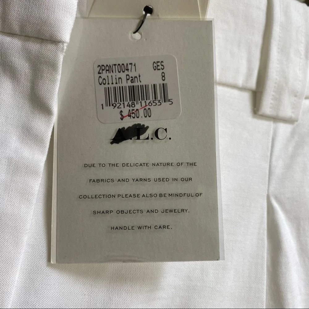 A.L.C. Gesso White Linen Blend Collin Pant Size 10